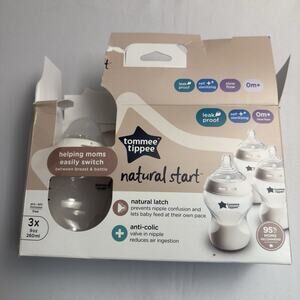 Tommee Tippee Natural Start 9 oz 260 ml Baby Bottles Slow Flow 3 Pack 0m +